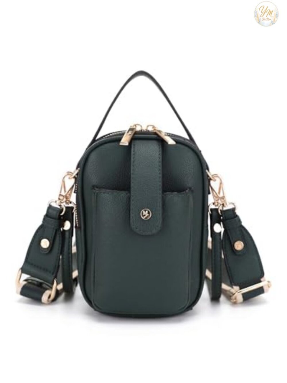 Vegan Leather Multi Compartment Crossbody Bag with Top Handle
